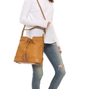 MILLY Astor Whipstitch Leather Shoulder Hobo Bag